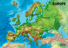 europe map in 3D postcard