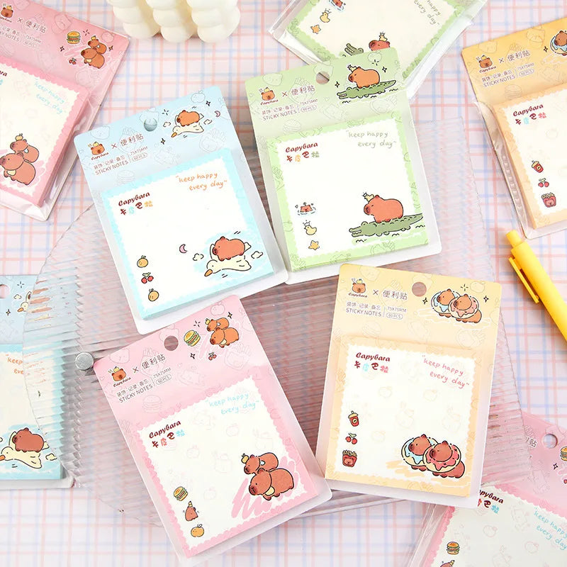 4PC Kawaii Happy Capybara Memo Pad Sticky Notes