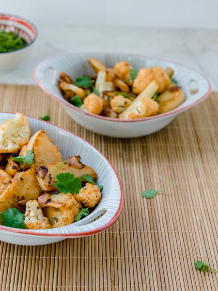 Indian style potato cauliflower stir fry