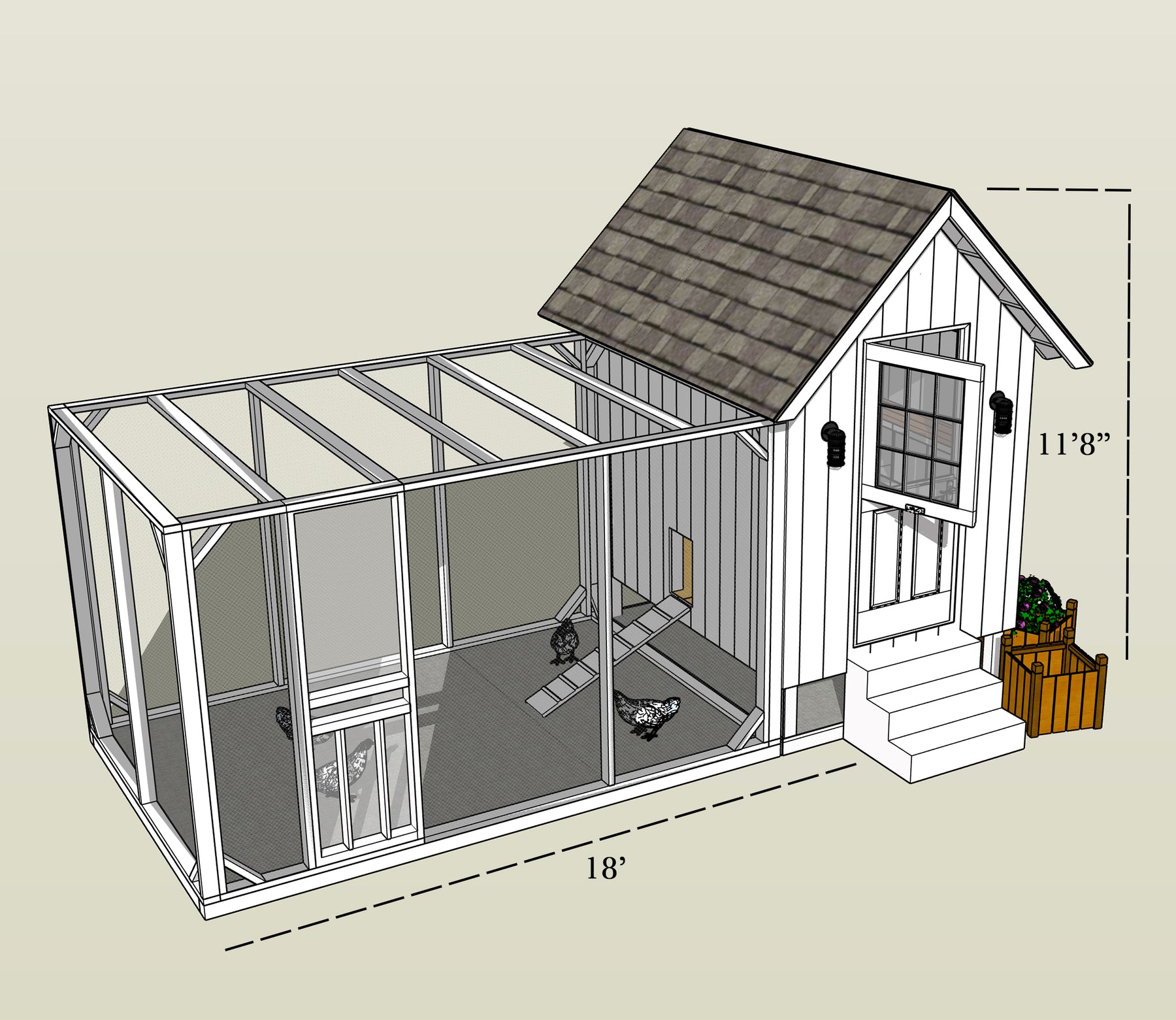 Farmhouse Chicken Coop Plans - Final 1800x1800