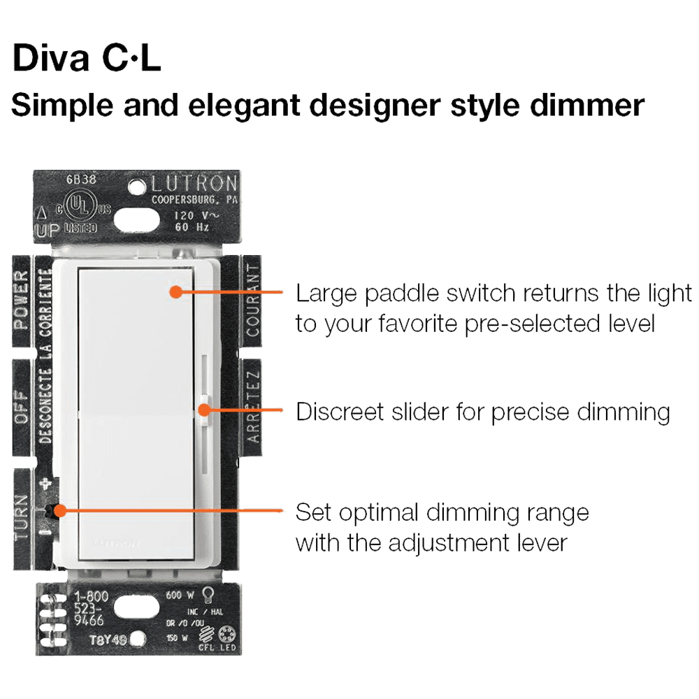 Lutron Diva C L Dimmer Switch For Dimmable Led Halogen And Incandesce Kings Outdoor Lighting