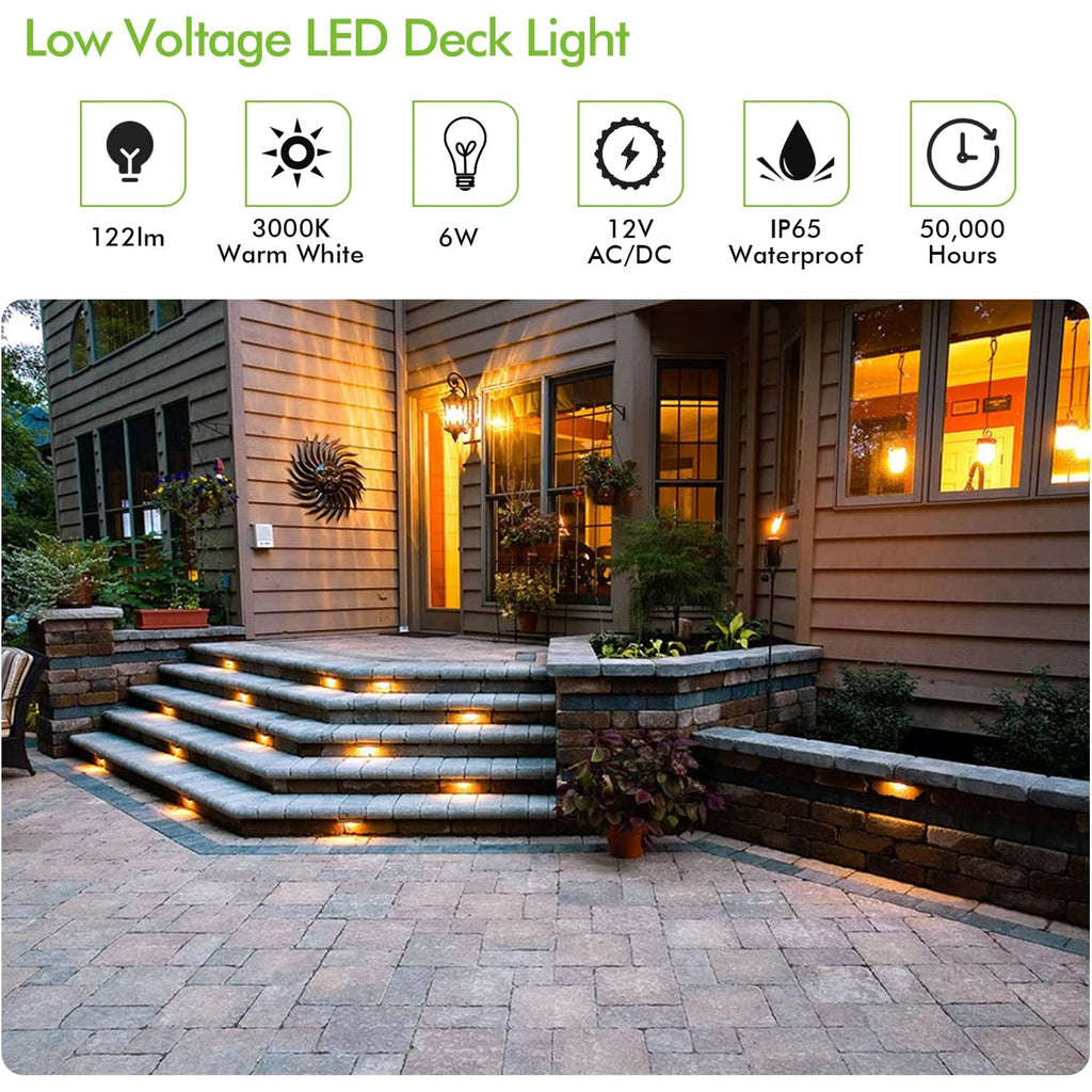 STLA09 6-Pack 3.5W Low Voltage 9 LED Outdoor Step Lights, 12V LED Deck  Lights Landscape Lights