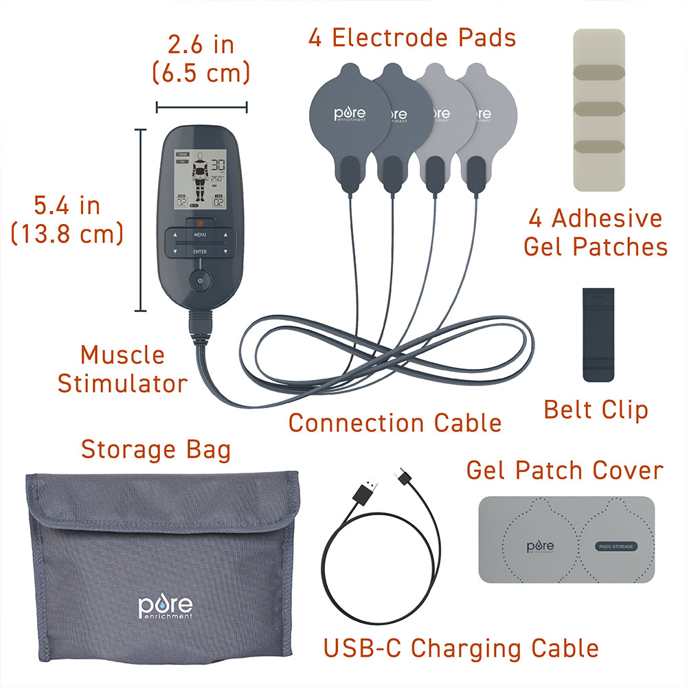 Deluxe Tens and EMS Unit with Belt Clip - Muscle Stimulator - 2 Channel