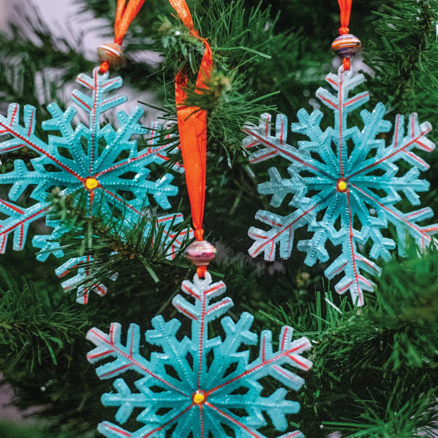 Painted Steel Snowflake Ornament