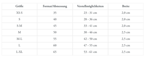 Größentabelle Halsband Convenience Hunter