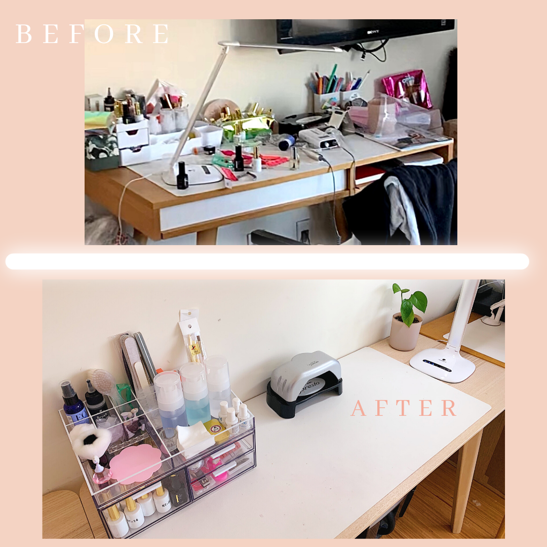 at home nail office before and after