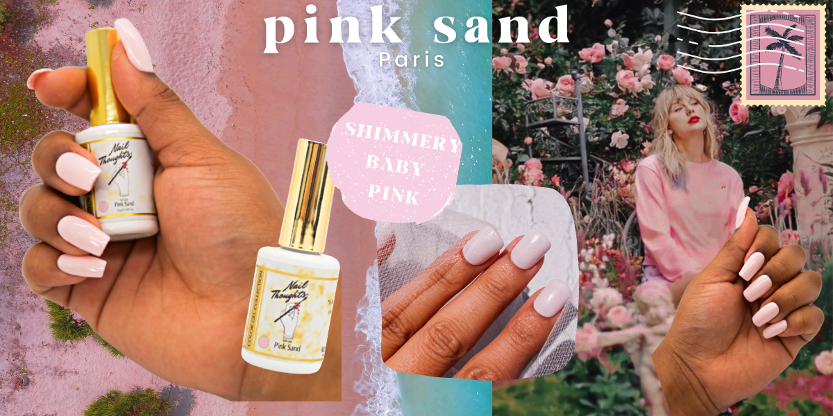 baby pink shimmery gel nail Polish color Taylor swift Paris