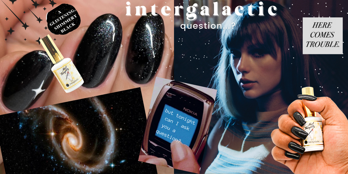 shimmer blACK GEL nail polish color Taylor swift mood board