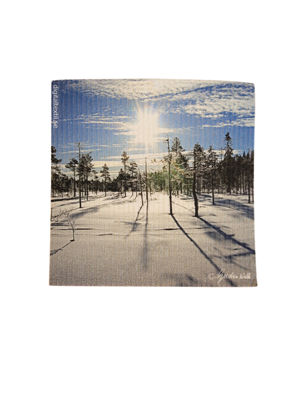 Black Flora on White Swedish Dishcloth