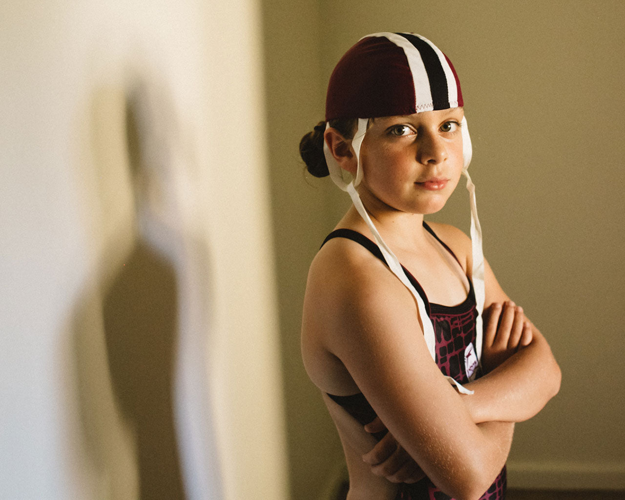 Fran's daughter in her open-water swimming outfit