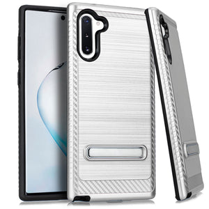 Samsung Note 10 Metal Stand Brushed Case Silver