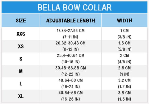 Lady Bow Collar Size Chart