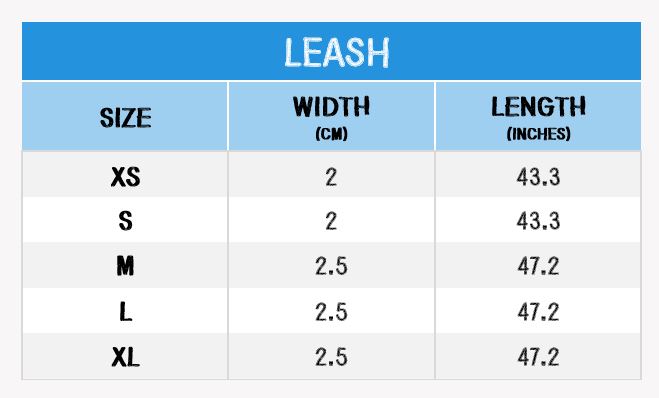 Leash Size Chart