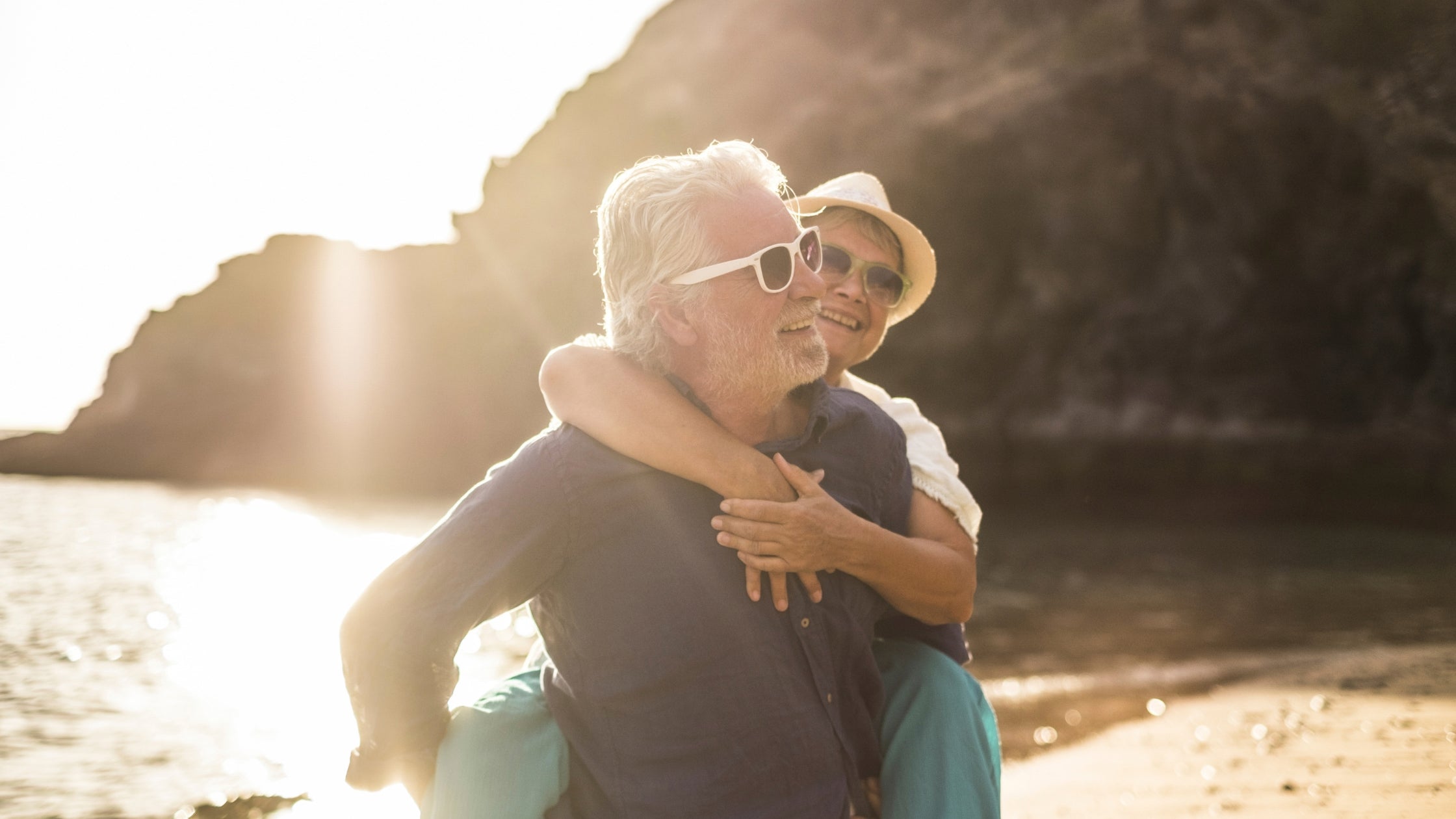 old man travelling with wife