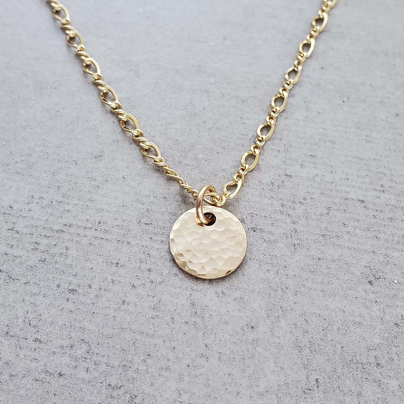 Solid gold shop disk necklace