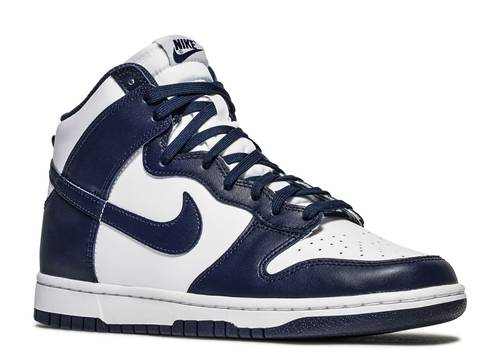 navy and white dunks high