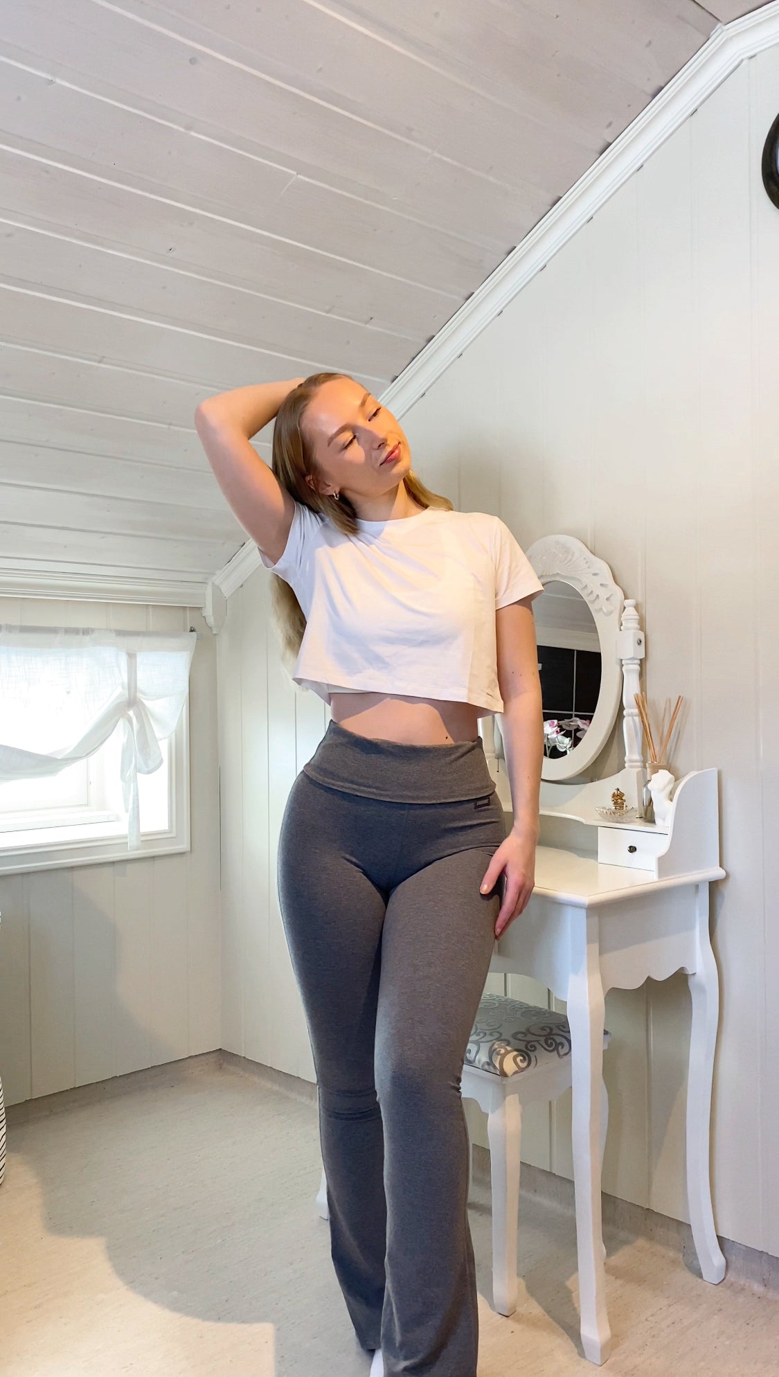 Gray Flared Pants