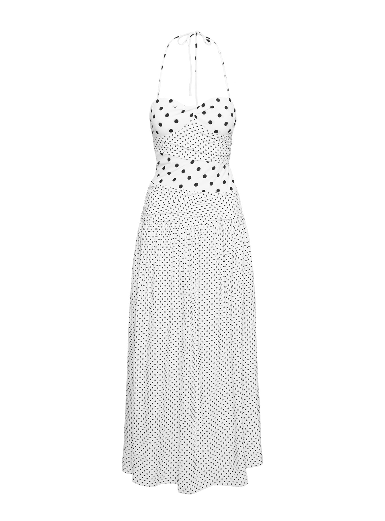 Collective Dress - Marguerite Halter Maxi Dress White Polka image 5