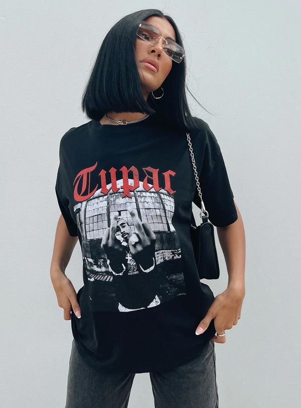 Tupac All Eyez On Me Oversized Tee Black