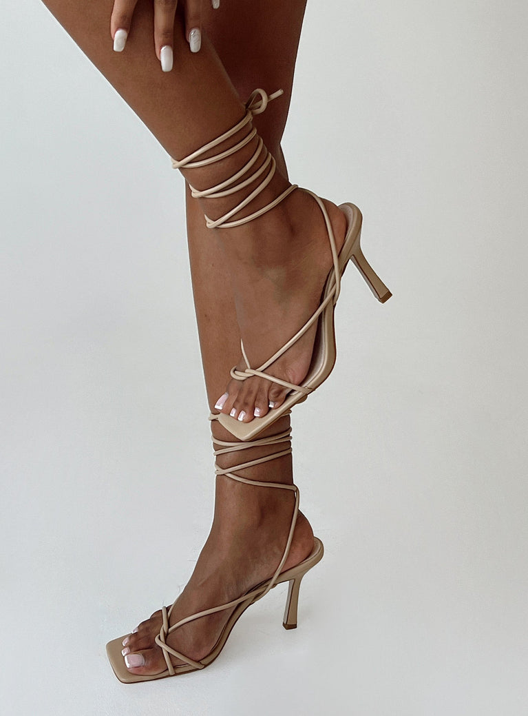 lace up camel heels