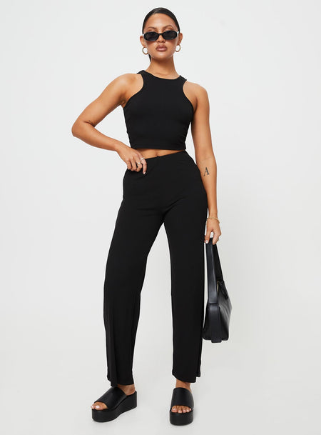 Unique21 Tall high waisted cargo pants with ankle tie in black | ASOS