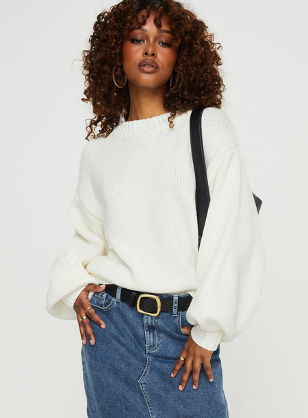 ASOS DESIGN oversized knit sweater with cloud design in light gray