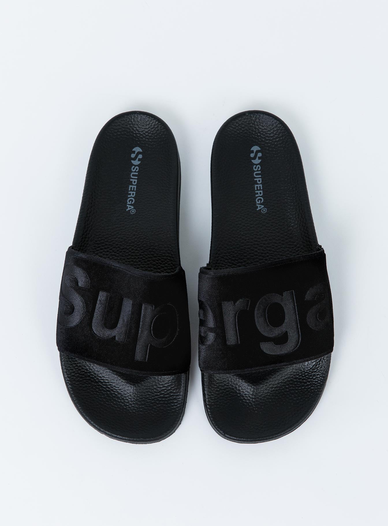 Superga Velvet Slide Black