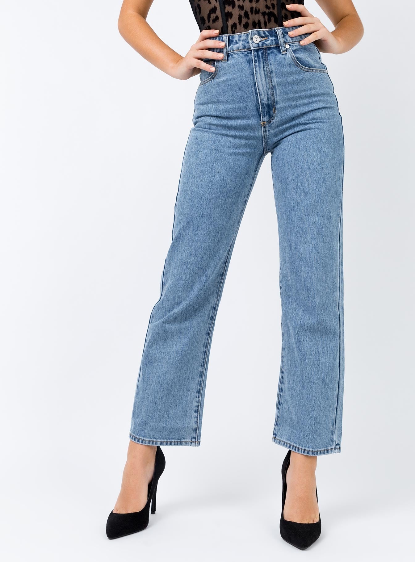 elastic flare jeans