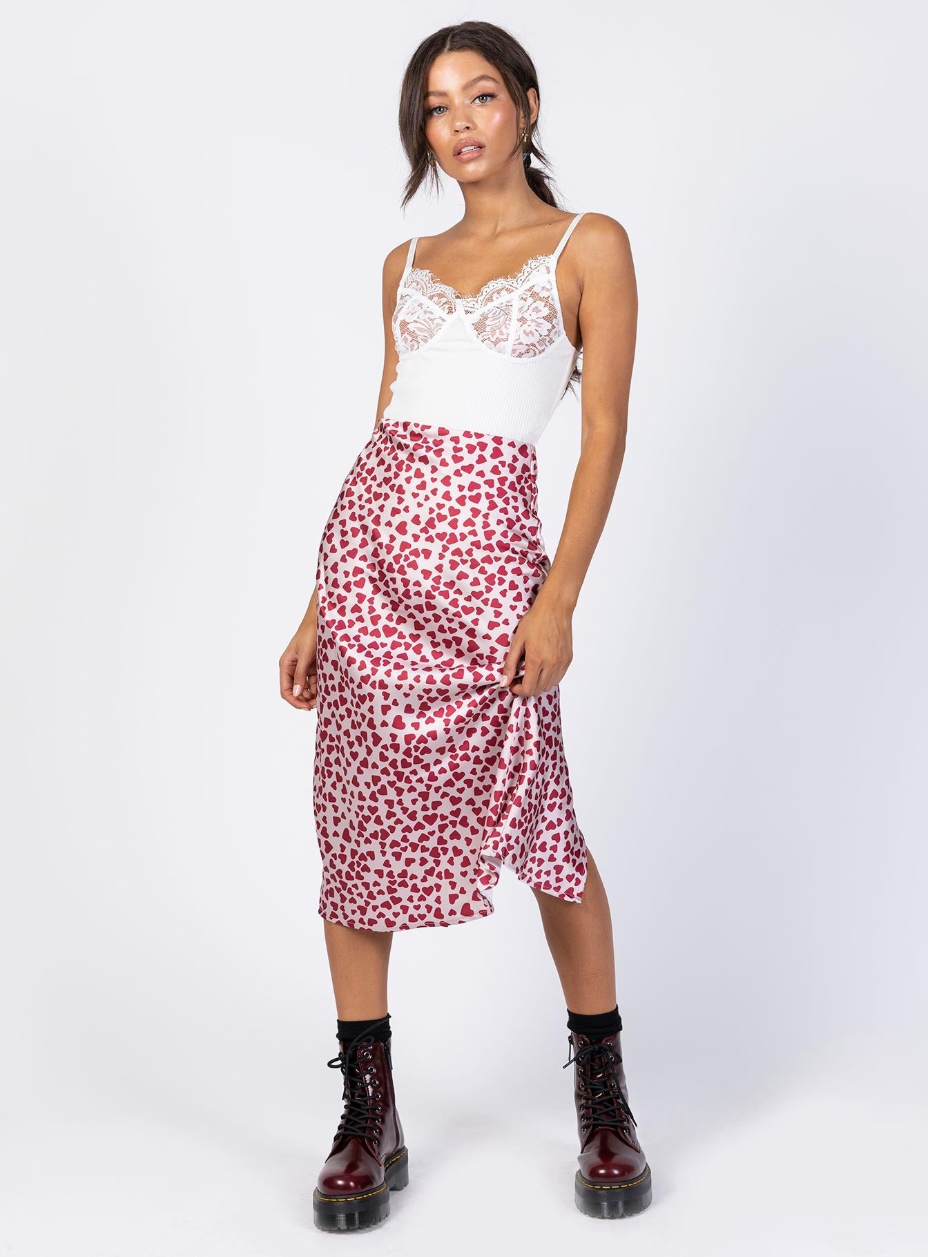 heart midi skirt