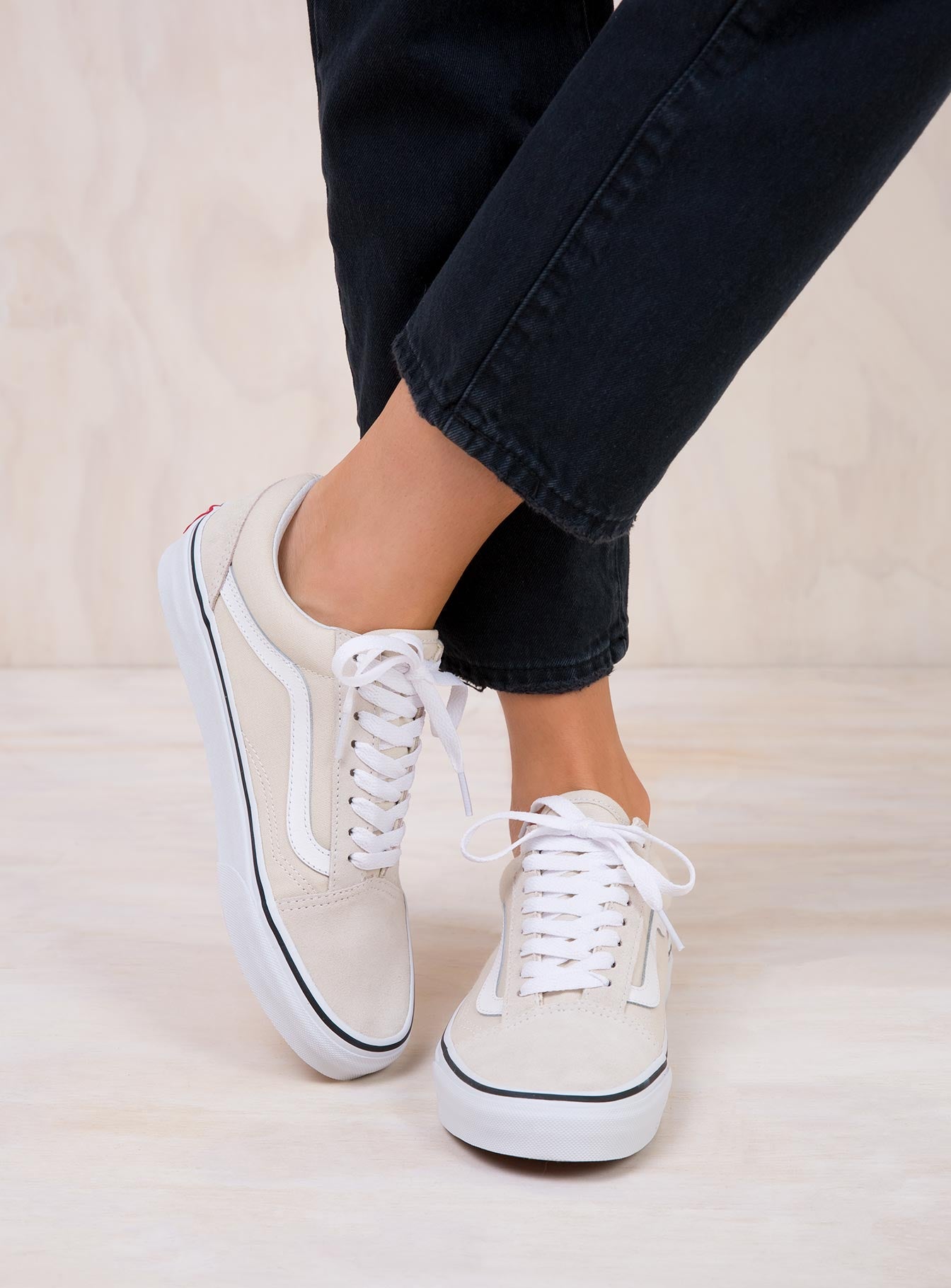 vans old skool birch & true white skate shoes