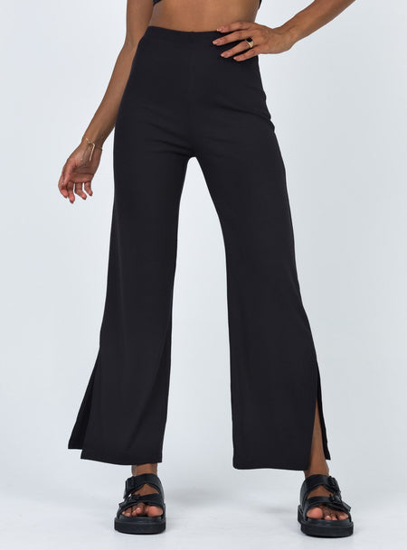 Let's Unwind Cream Ribbed Wide-Leg Pants