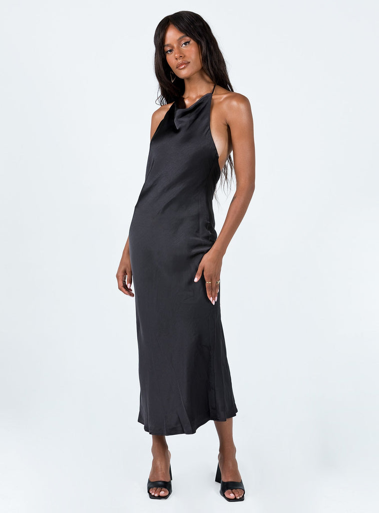 Broughton Halter Midi Dress Black