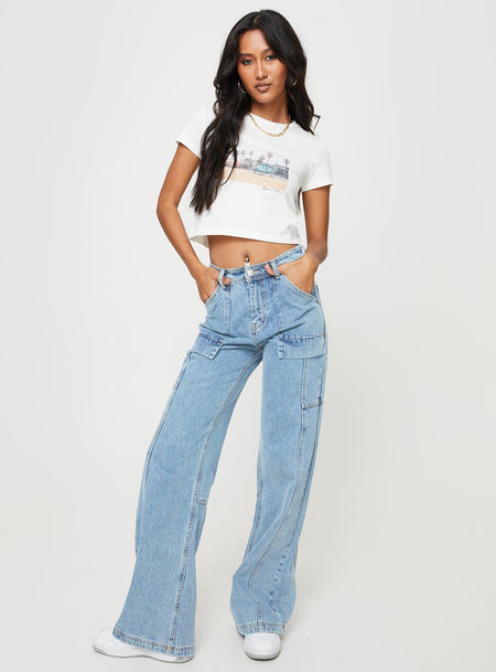 Krena Adjustable High Mid Rise Jeans Mid Wash