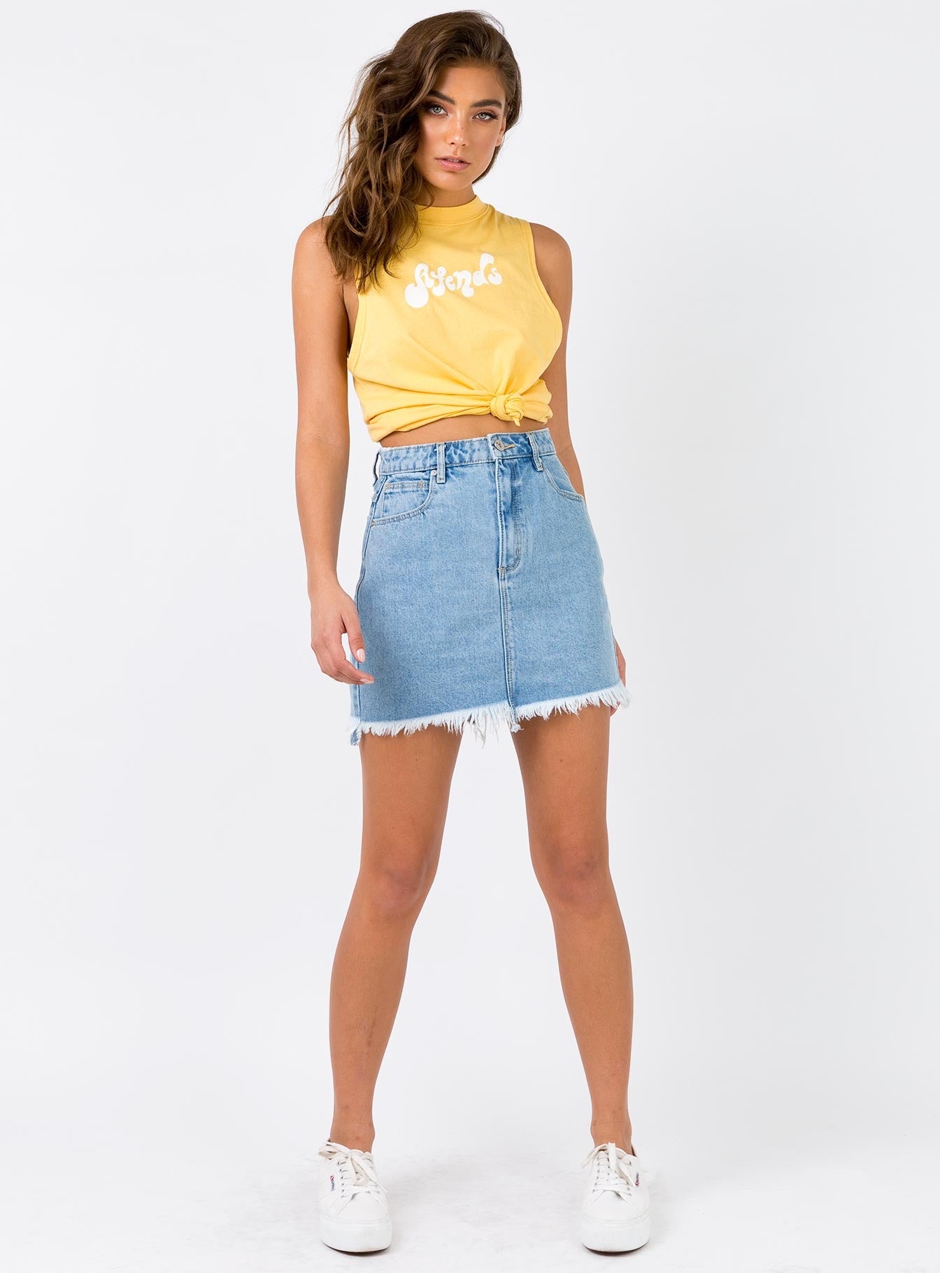 a brand denim skirt