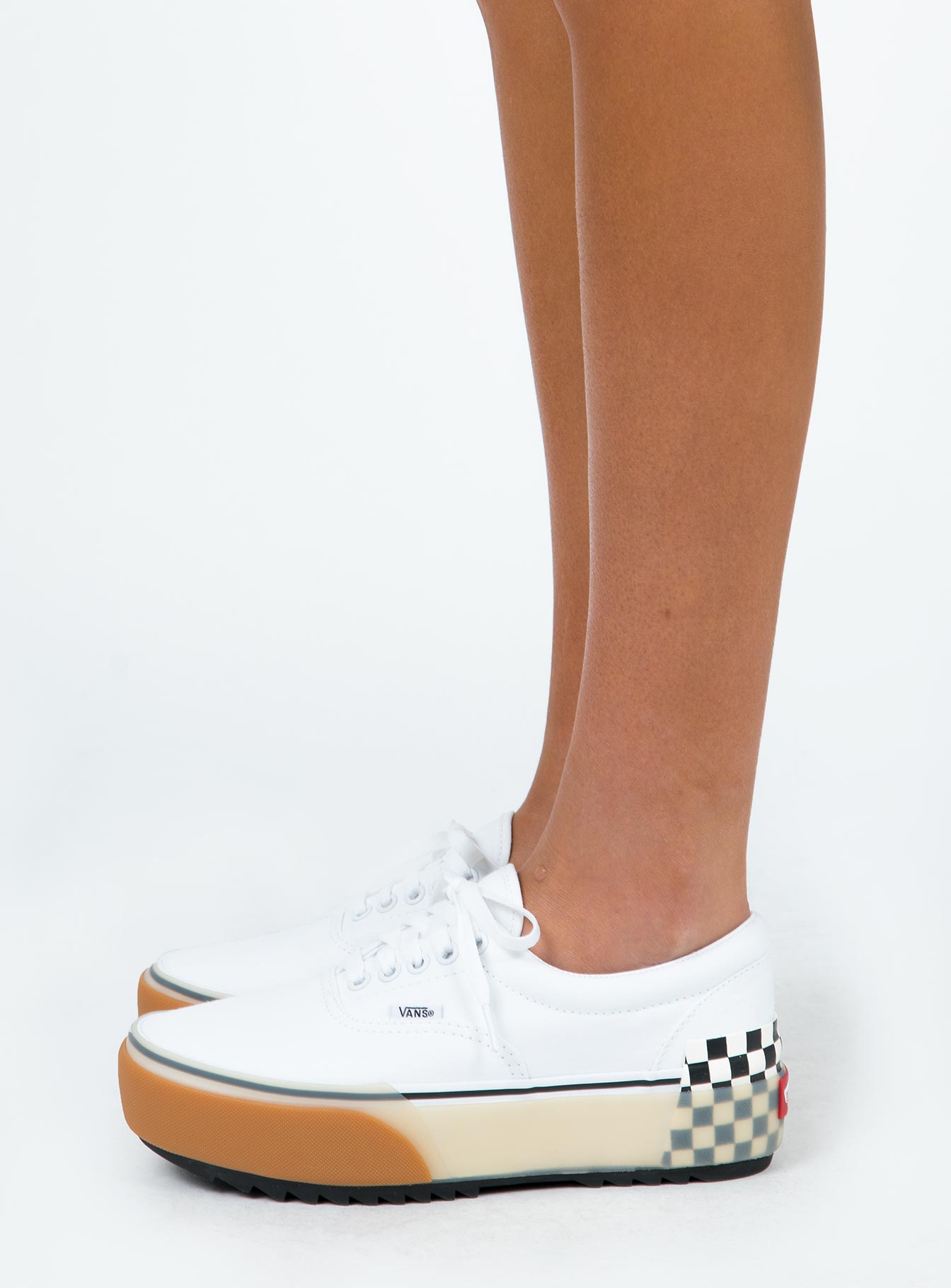 vans era stacked white