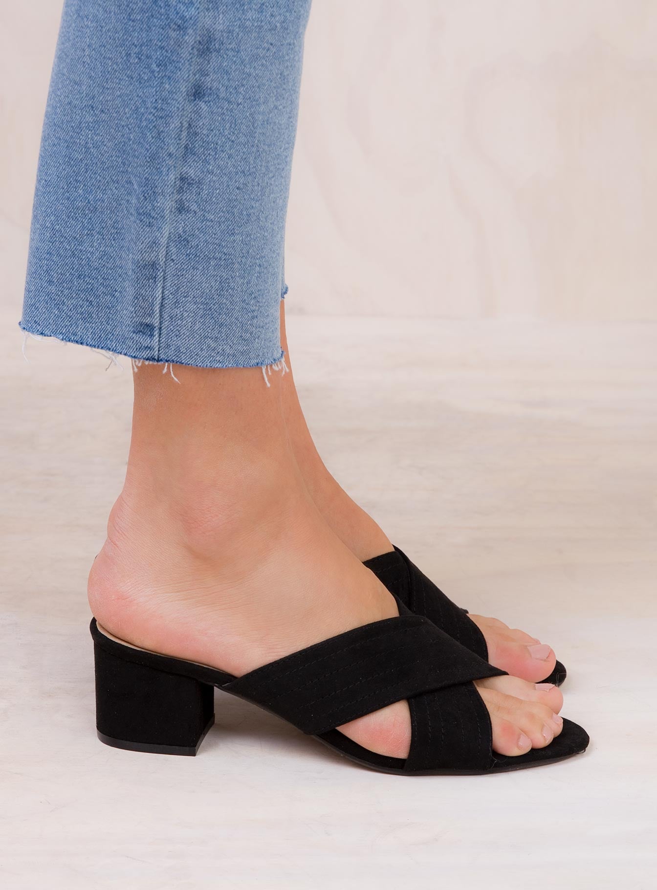 Billini Black Suede Tulsa Mules