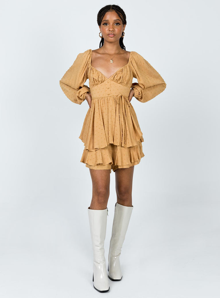 Fall For You Playsuit Camel