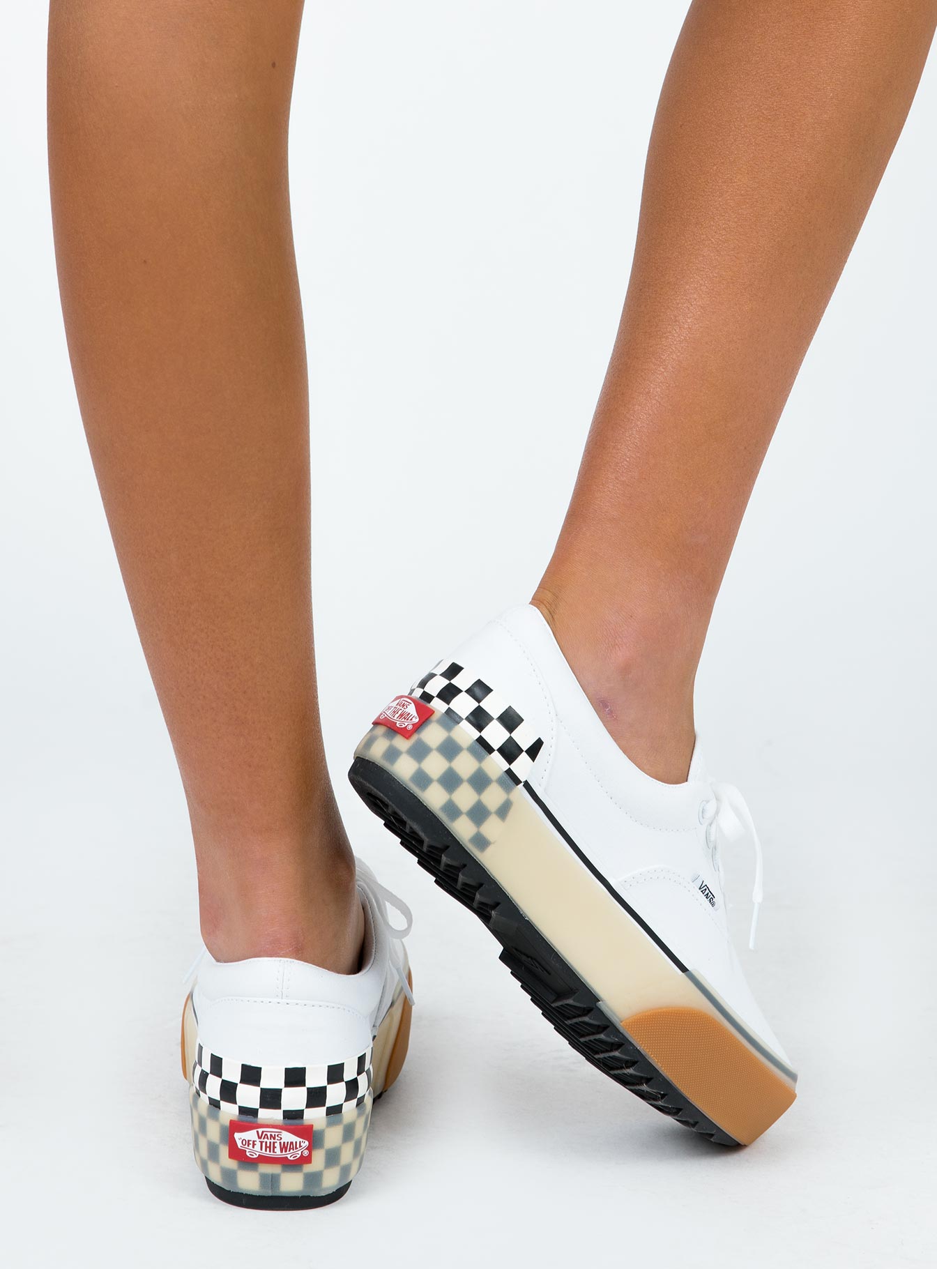 vans era stacked check platform sneaker