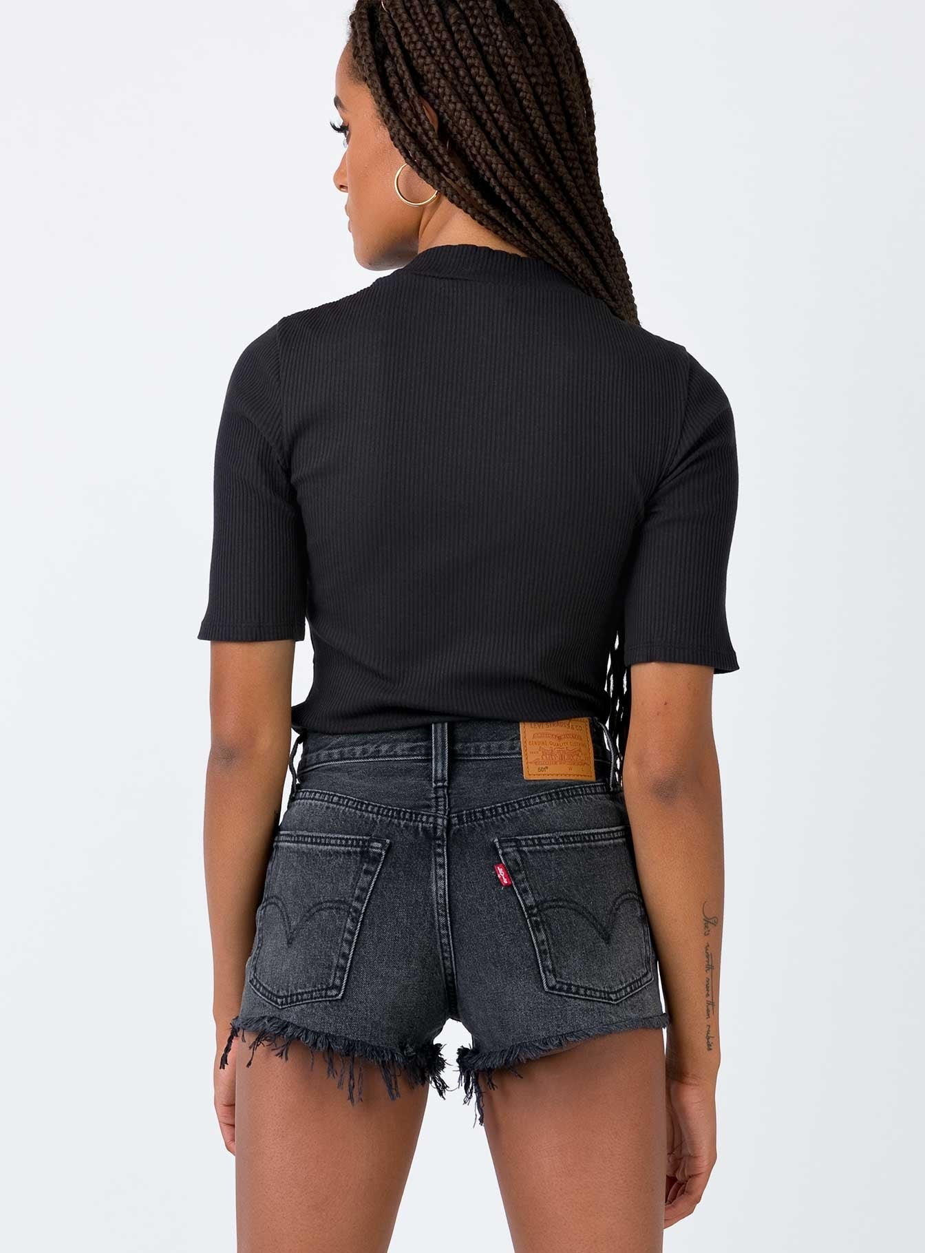 levis 501 shorts trashed black