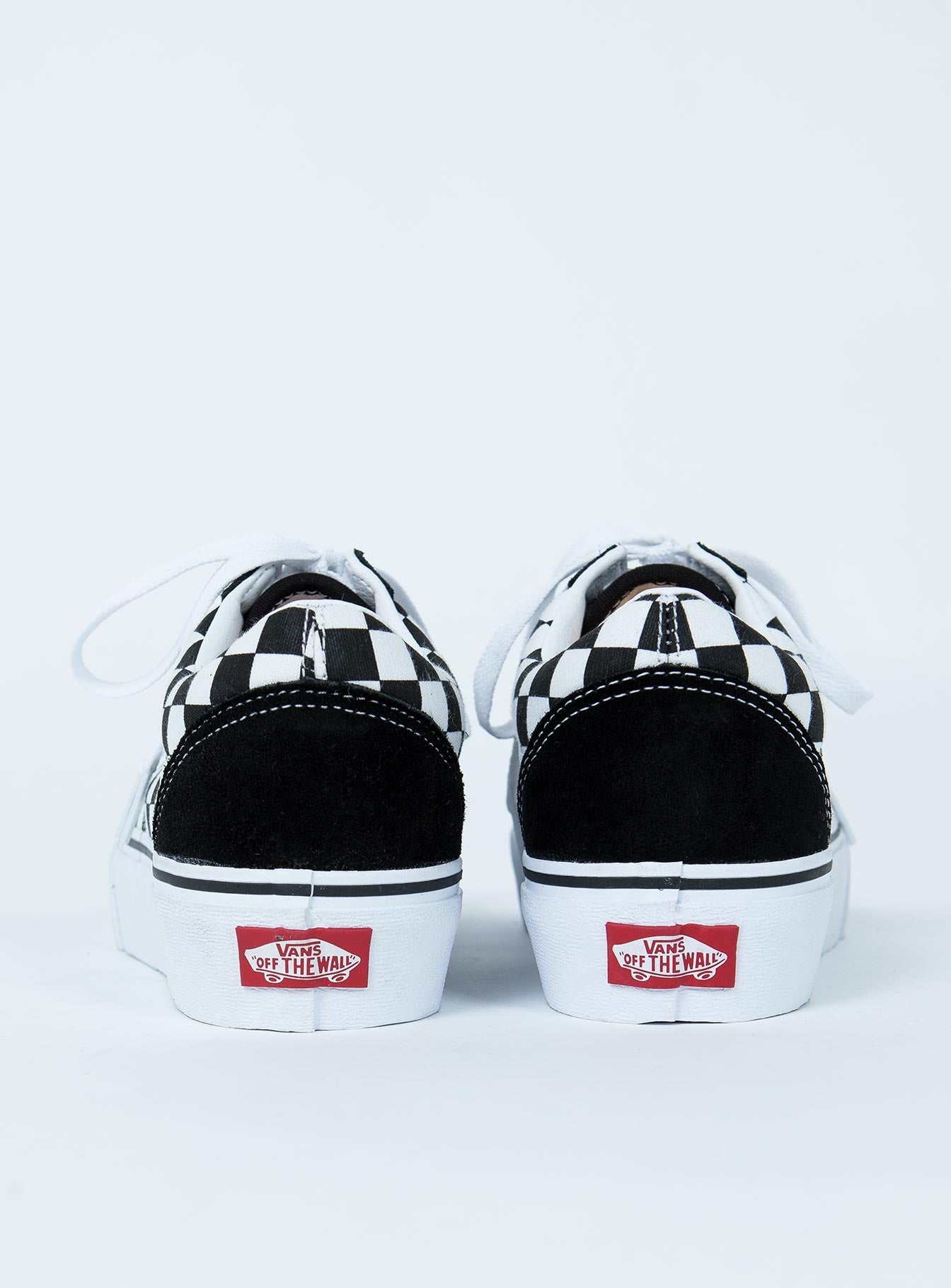 old skool vans platform checkered