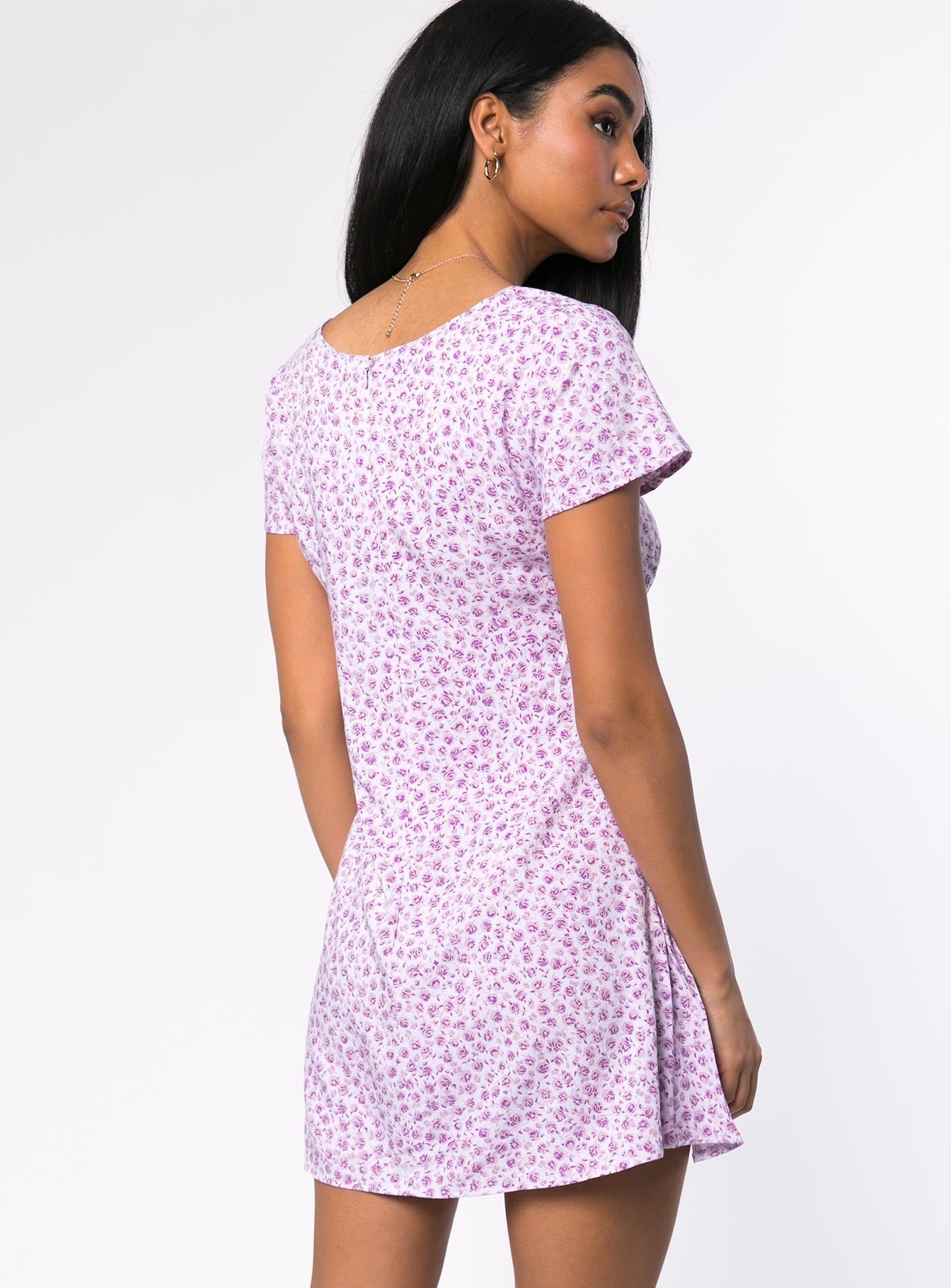 Motel Elara Mini Dress Lilac Floral