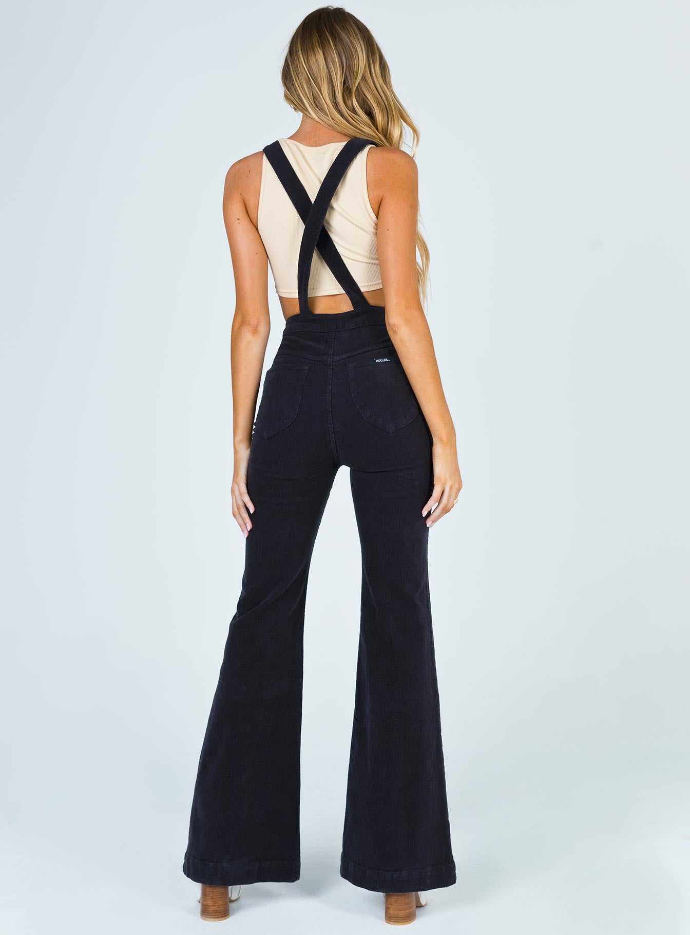 black flare overalls