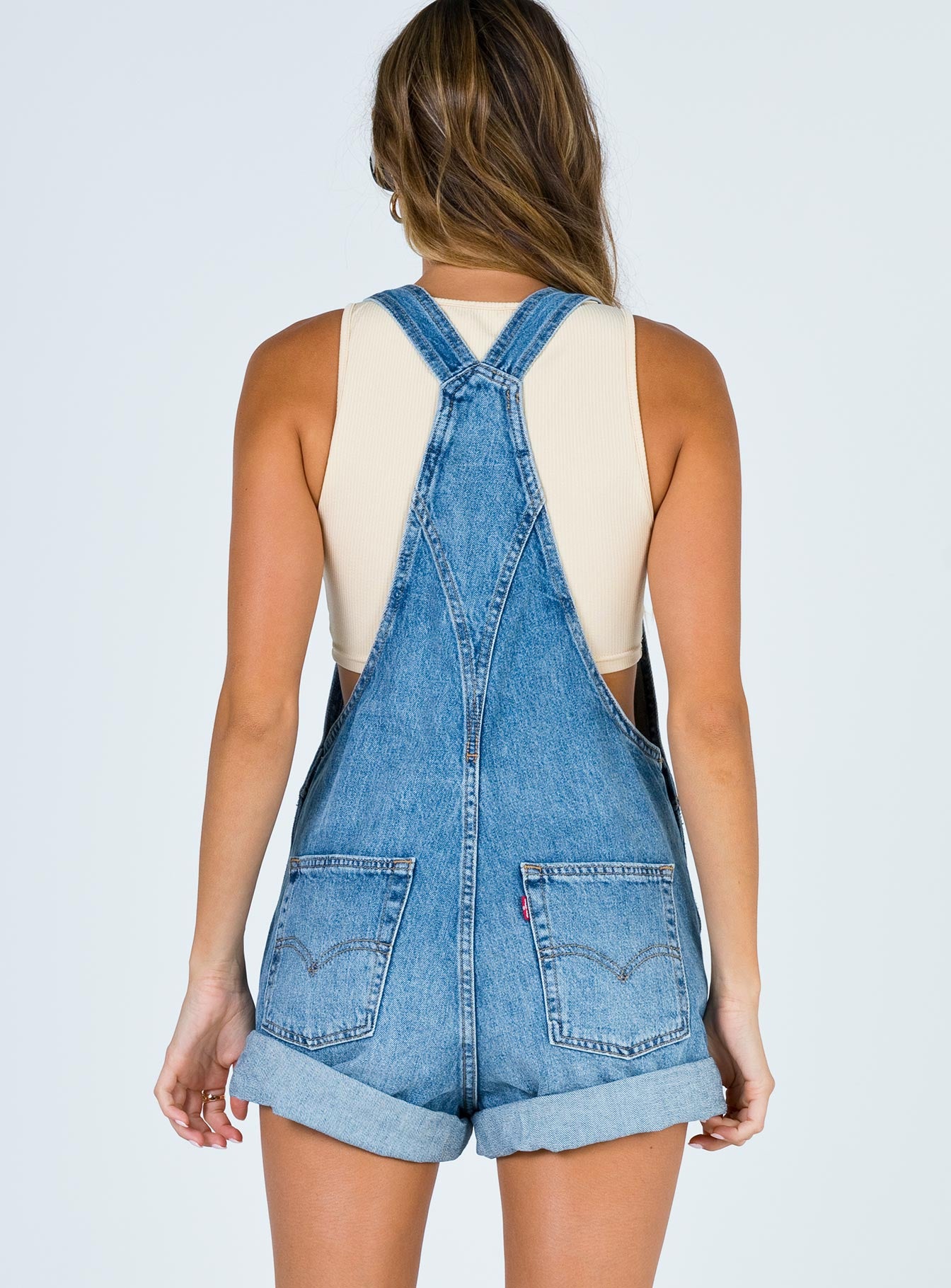 vintage shortall light blue denim overalls