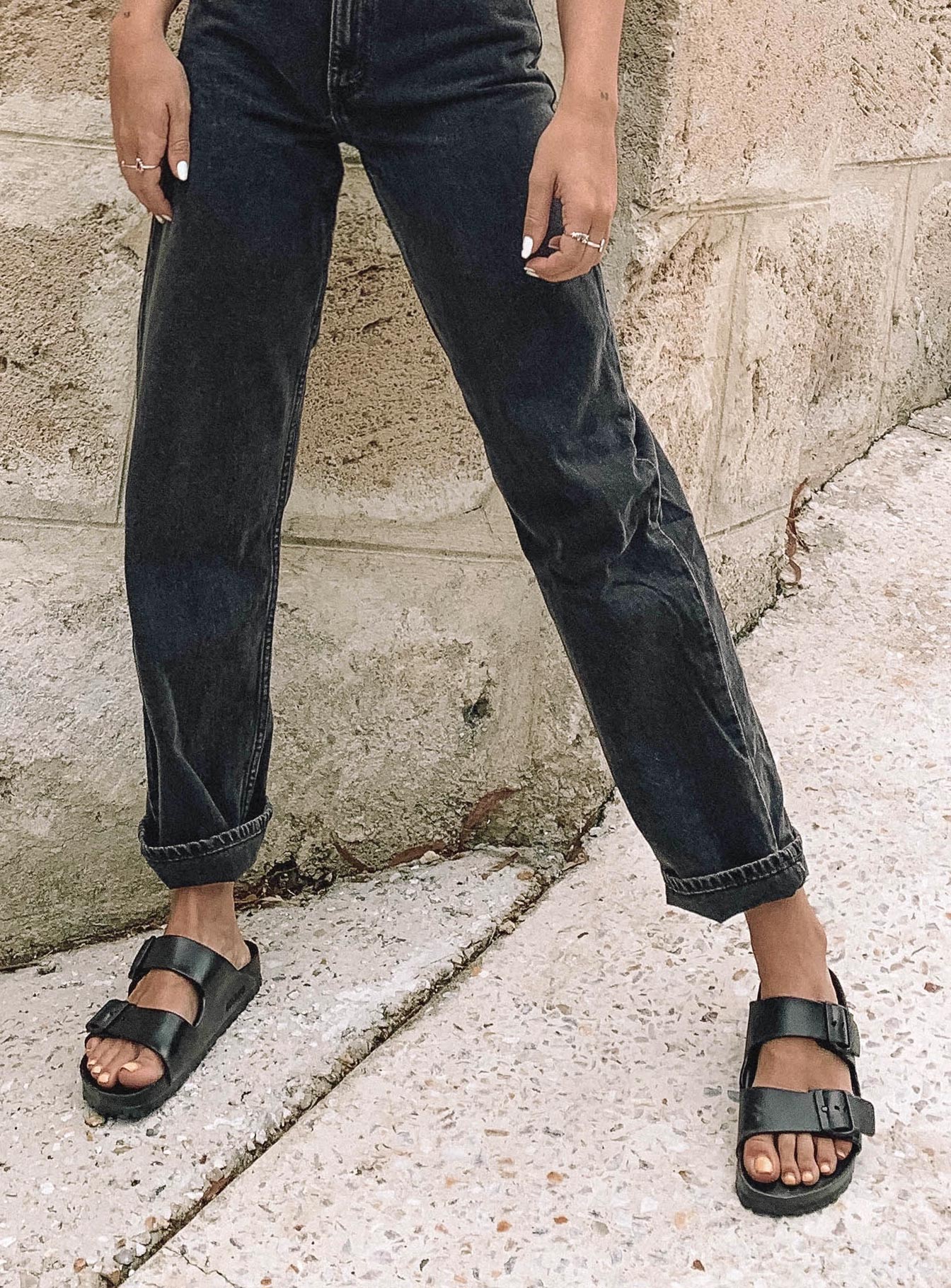 black narrow birkenstocks