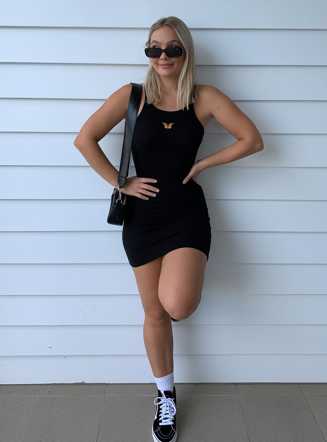 black dress with vans