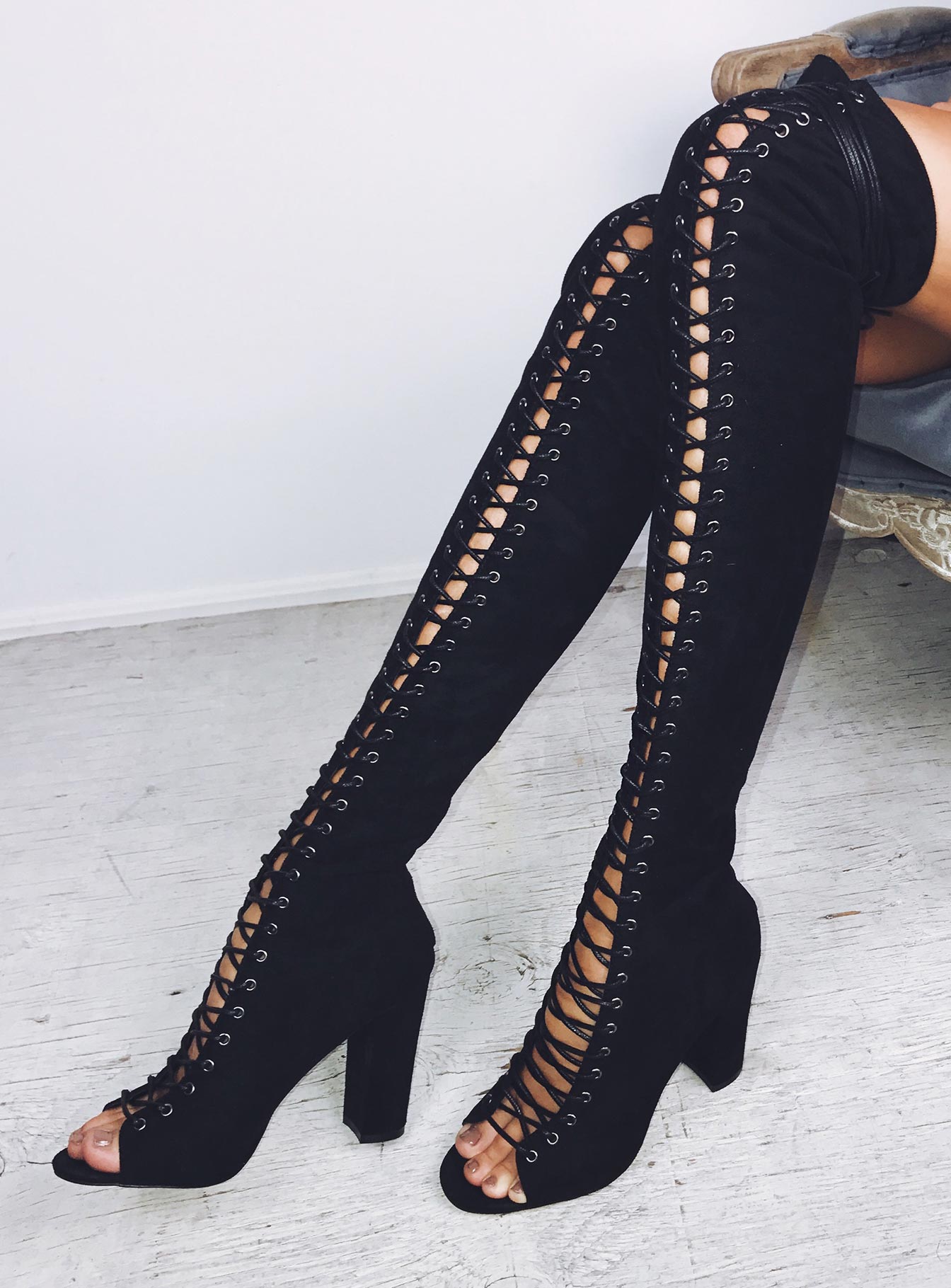 Billini Black Suede Bardot Boots