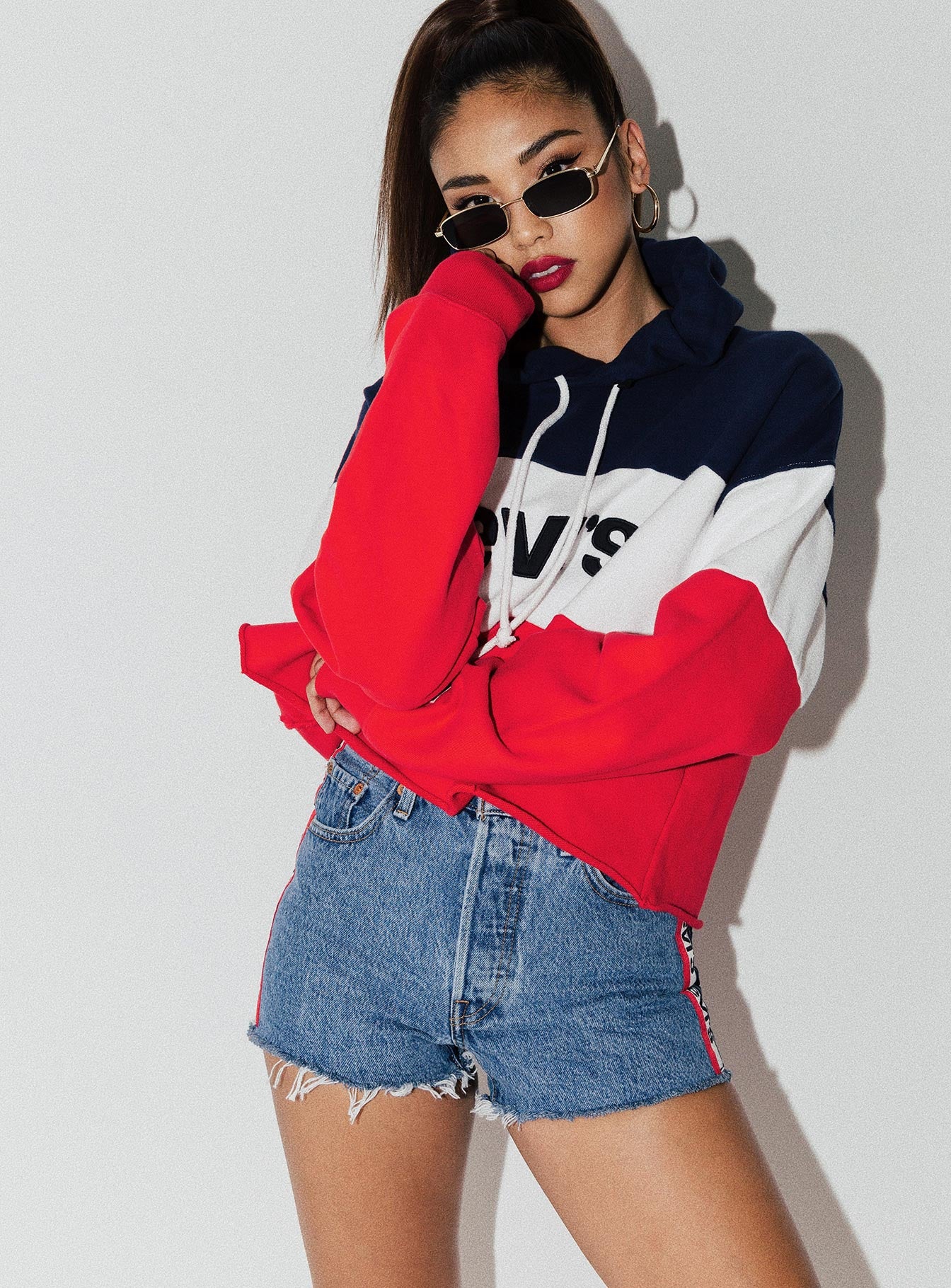 levi's raw cut crop hoodie