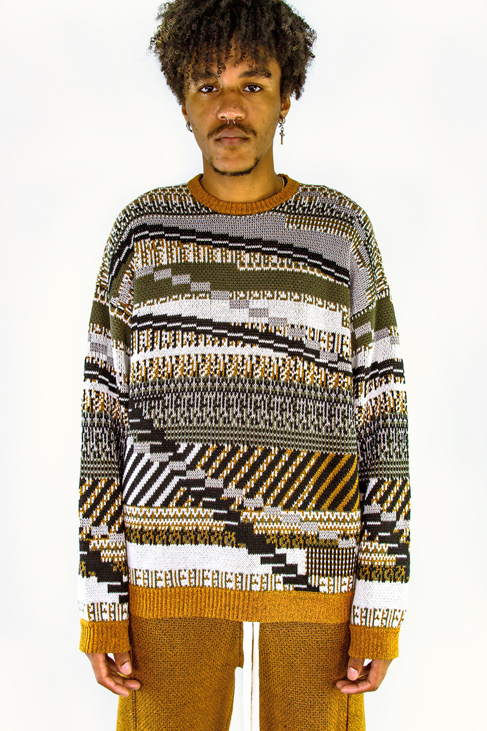 TKCXYY GLITCH-isle Tweed Pullover in Army – YanYan
