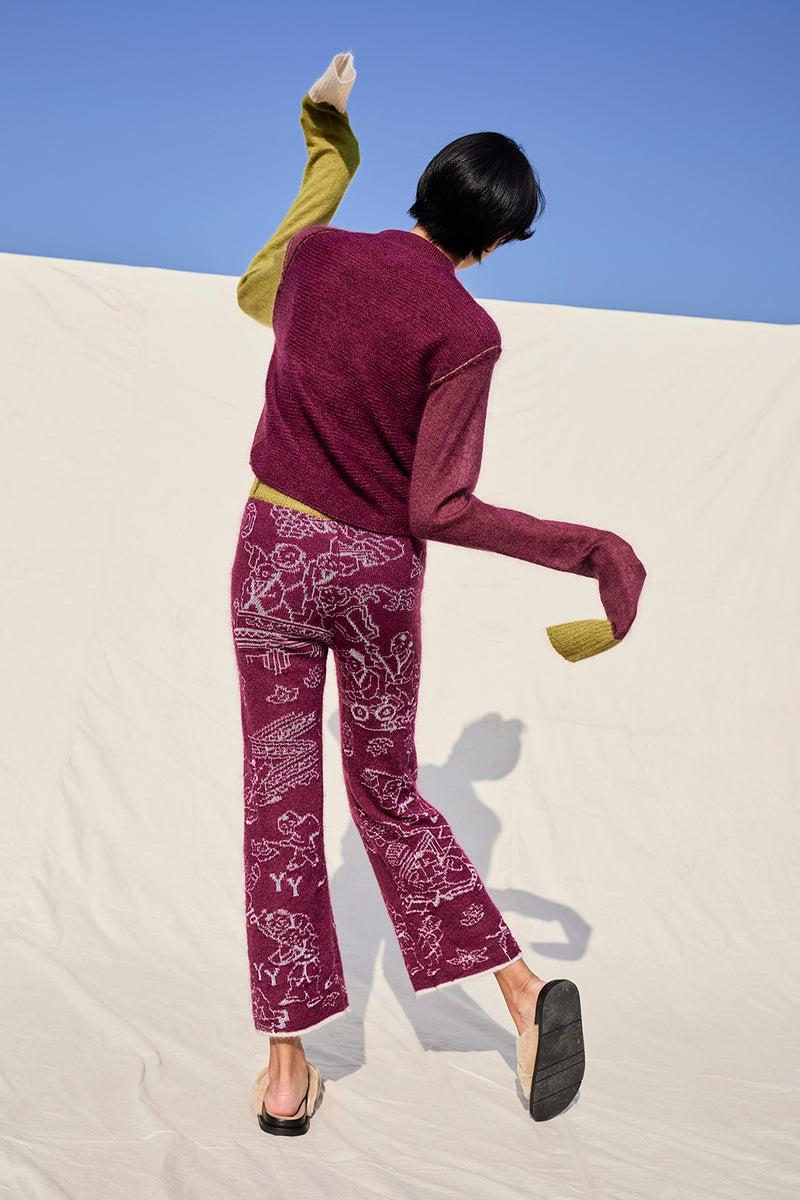 Momo Laza Pant in Grape Mohair – YanYan