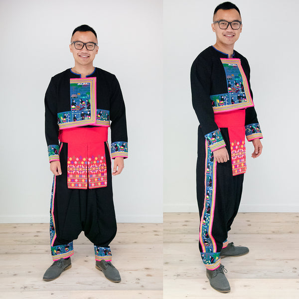 Men's Traditional Hmong Story Cloth 3pc Costume Outfit (Shirt, Pant, S –  Mai&Co